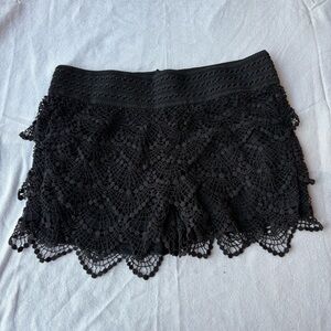 Jolt Black Lace Women Ruffle Shorts